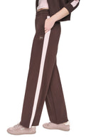 DKNY - High Rise Side Stripe Wide Leg Pants Espresso/Pink