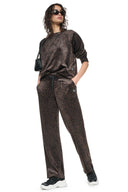DKNY - Velour Animal Print Pullover Espresso Leopard
