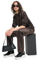 DKNY - Velour Animal Print Pullover Espresso Leopard