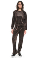 DKNY - Velour Animal Print Pullover Espresso Leopard
