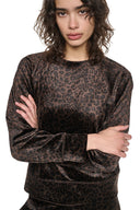 DKNY - Velour Animal Print Pullover Espresso Leopard