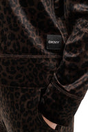 DKNY - Velour Animal Print Pullover Espresso Leopard