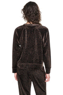 DKNY - Velour Animal Print Pullover Espresso Leopard