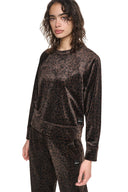 DKNY - Velour Animal Print Pullover Espresso Leopard