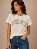 DKNY - Rhinestone Logo T-Shirt Eggnog