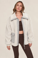 DKNY - Funnel Neck Sherpa Jacket Eggnog