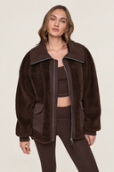 DKNY - Funnel Neck Sherpa Jacket Espresso