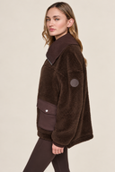 DKNY - Funnel Neck Sherpa Jacket Espresso
