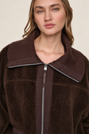 DKNY - Funnel Neck Sherpa Jacket Espresso