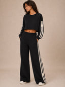 DKNY - High Rise Straight Leg Track Pants Black