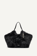 DKNY - Paula Faux Fur Commuter Tote Black MEDIUM