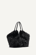 DKNY - Paula Faux Fur Commuter Tote Black MEDIUM