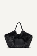 DKNY - Paula Faux Fur Commuter Tote Black MEDIUM