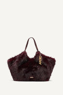 DKNY - Paula Faux Fur Commuter Tote Wine MEDIUM