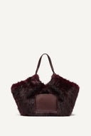 DKNY - Paula Faux Fur Commuter Tote Wine MEDIUM