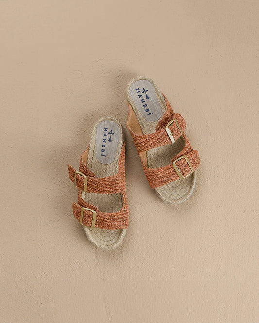 Raffia Stripes Nordic Sandals Yucatán - Orange Rust