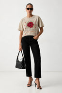 GUESS - Rock Rose T-Shirt Beige