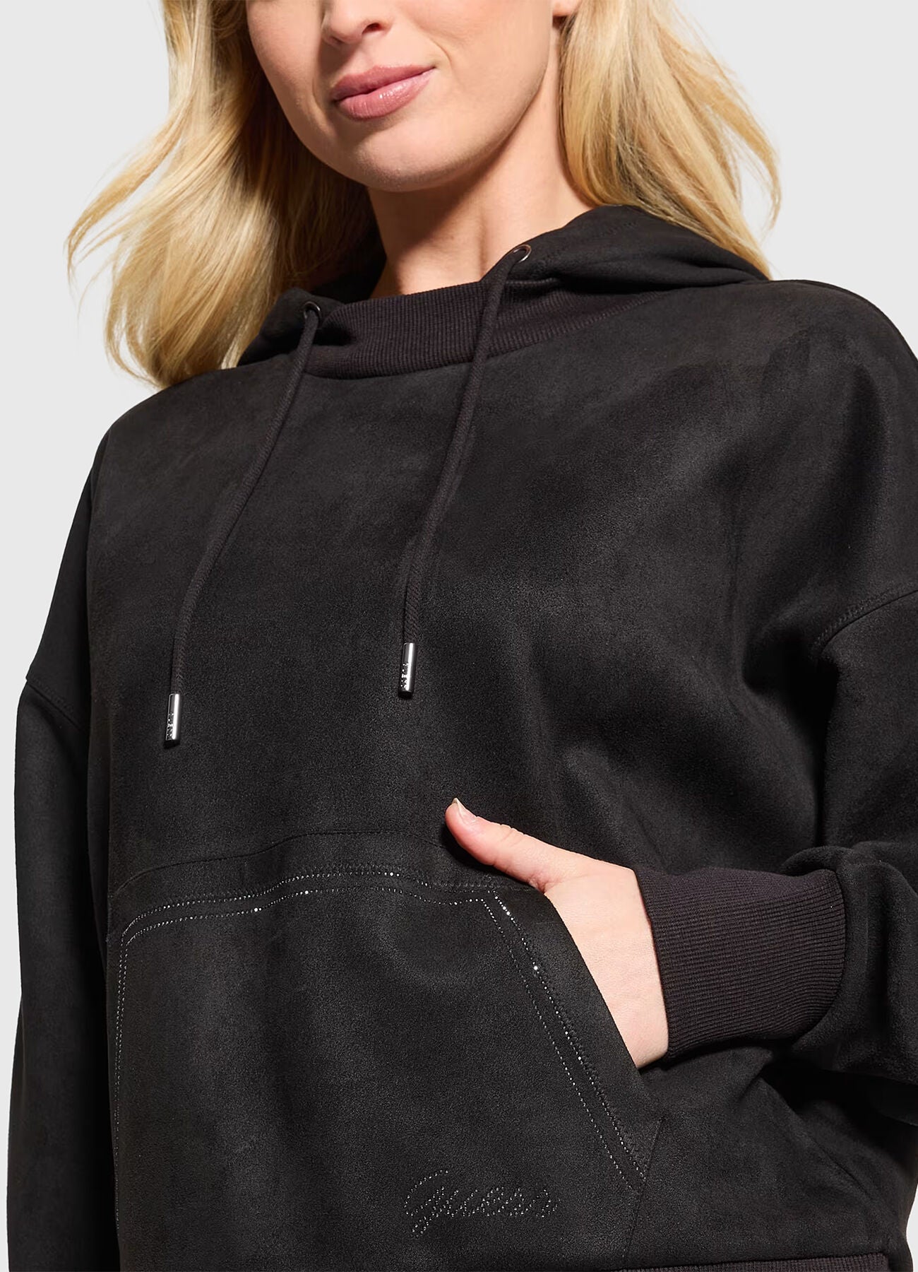 GUESS - Hooded Scuba Sweatshirt Black