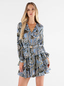 GUESS - Flare Paisley Mini Dress Blue