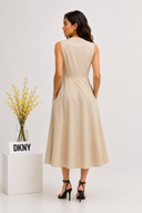 DKNY - Sleeveless Cotton Dress Beige