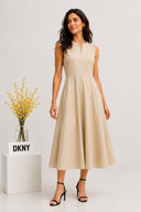 DKNY - Sleeveless Cotton Dress Beige