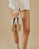 MANEBI - Women Suede Faux Fur Loafers Vintage Taupe