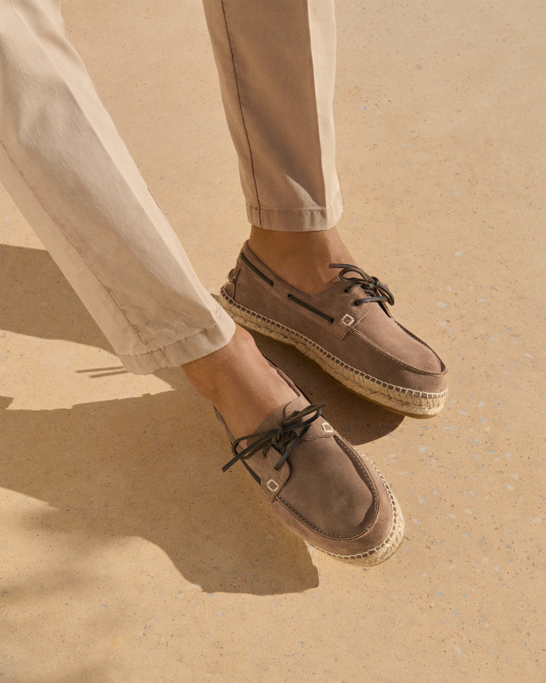 MANEBI - Hamptons Suede Boat Shoes Moka