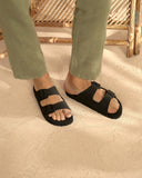 Men’s EVA Nordic swim sandals in black by the pool, ανδρικά αδιάβροχα σανδάλια EVA σε μαύρο χρώμα με διπλή αγκράφα, ιδανικά για πισίνα και παραλία, summer resort footwear από το Iconic Angels Glyfada.