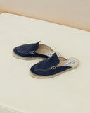Men’s suede Hamptons traveler loafers mules in patriot blue with espadrille sole, ανδρικά suede loafers mules σε patriot μπλε απόχρωση με φυσική πλεκτή σόλα, άνετα slip-on παπούτσια για καλοκαιρινό smart casual και resort στυλ, από το Iconic Angels Glyfada.