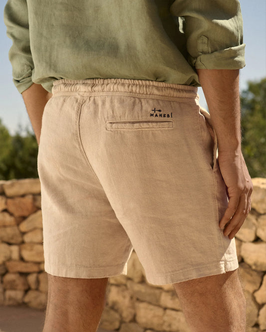 Woven Linen Malibu Shorts Embroidered Logo