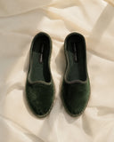 MANEBI x Alex Rivière - Demi Silk Velvet Venetian Slippers Green