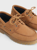 MANEBI - Men Nabuk Boat Shoes Tobacco