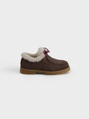 MANEBI - Women Nabuk Shearling Lace-up Boots Moka