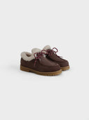 MANEBI - Women Nabuk Shearling Lace-up Boots Moka