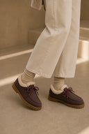 MANEBI - Women Nabuk Shearling Lace-up Boots Moka
