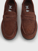 MANEBI - Men Suede Penny Loafers Cocoa