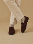 MANEBI - Men Suede Penny Loafers Cocoa