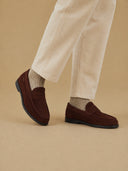 MANEBI - Men Suede Penny Loafers Cocoa