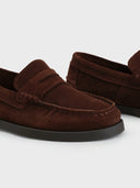 MANEBI - Women Suede Penny Loafers Cocoa