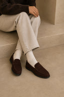 MANEBI - Women Suede Penny Loafers Cocoa