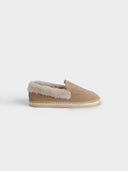 MANEBI - Women Suede Faux Fur Loafers Vintage Taupe