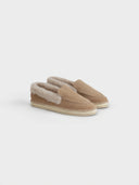 MANEBI - Women Suede Faux Fur Loafers Vintage Taupe