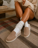MANEBI - Women Suede Faux Fur Loafers Vintage Taupe