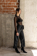 ZOGRAFOS - Faux Leather Crop Pants Black