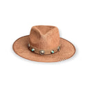 KAMAR HATS - Brown Linen w/ blue buttons