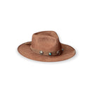 KAMAR HATS - Brown Linen w/ blue buttons