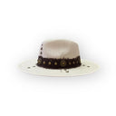 KAMAR HATS - White Linen w/ bronze studs & orange Buttons