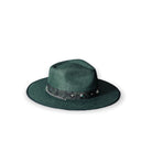 KAMAR HATS - Olive Linen w/ olive buttons and croco ribbon