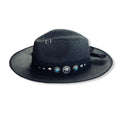 KAMAR HATS - Black w/ Blue Buttons and Hoops (Linen)