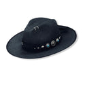 KAMAR HATS - Black w/ Blue Buttons and Hoops (Linen)